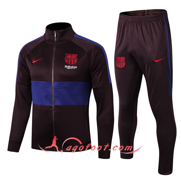 Ensemble Survetement Foot - Veste FC Barcelone Pourpre Bleu 19/20
