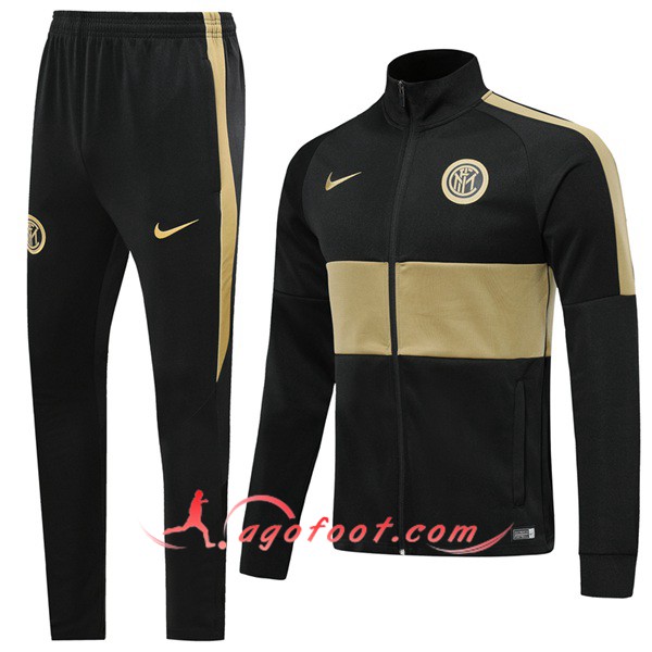Ensemble Survetement Foot - Veste Inter Milan Noir Jaune 19/20
