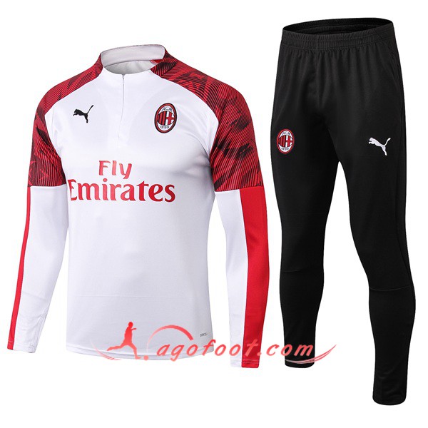 Ensemble Survetement Foot Milan AC Blanc 19/20