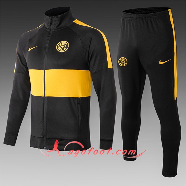Nouveau Survetement de Foot Inter Milan Enfant Noir Jaune 19/20