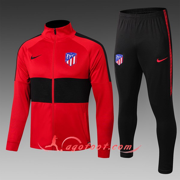 Nouveau Survetement Foot - Veste Atletico Madrid Enfant Noir Rouge 19/20