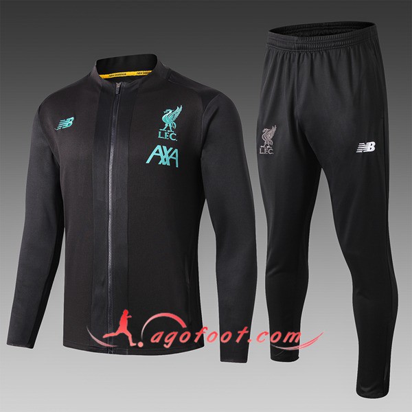 Nouveau Survetement Foot - Veste FC Liverpool Enfant Noir Vert 19/20