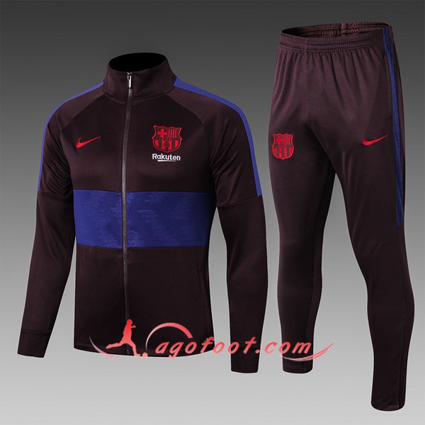 Nouveau Survetement Foot - Veste FC Barcelone Enfant Noir Bleu 19/20
