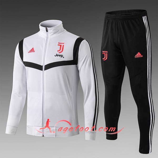 Nouveau Survetement Foot - Veste Juventus Enfant Blanc Noir 19/20