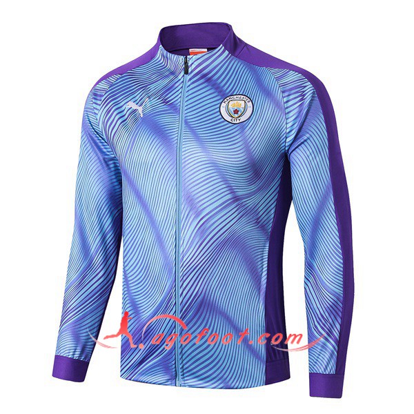 Nouveau Veste Foot Manchester City Bleu/Pourpre 19/20