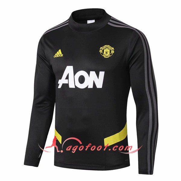 Nouveau Training Sweatshirt Manchester United Noir Jaune 19/20