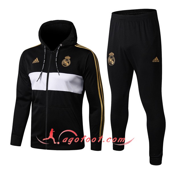 Ensemble Veste A Capuche Survetement Foot Real Madrid Noir 19/20