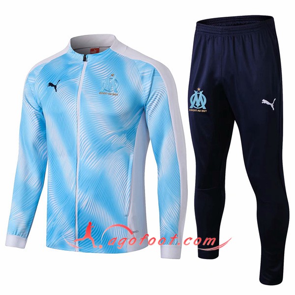 Ensemble Survetement Foot - Veste Marseille OM Bleu Blanc 19/20