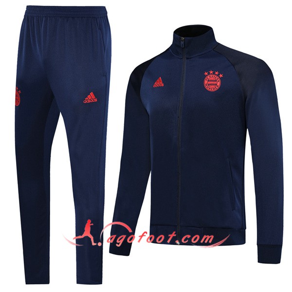 Ensemble Survetement Foot - Veste Bayern Munich Bleu Fonce 19/20