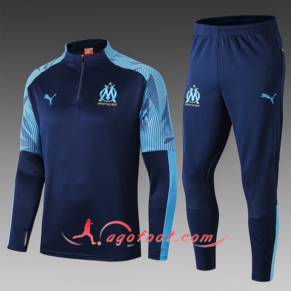Nouveau Survetement De Foot Marseille OM Enfant Bleu Fonce 19/20