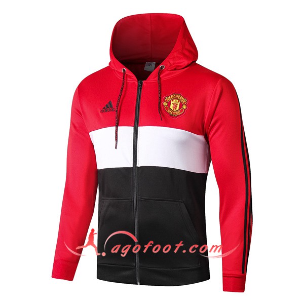Nouveau Veste A Capuche Manchester United Rouge Noir 19/20