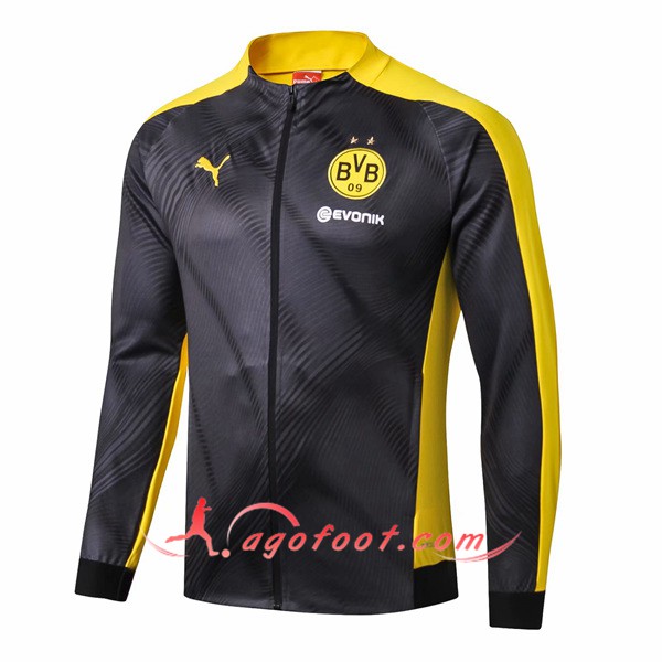 Nouveau Veste Foot Dortmund BVB Gris Jaune 19/20