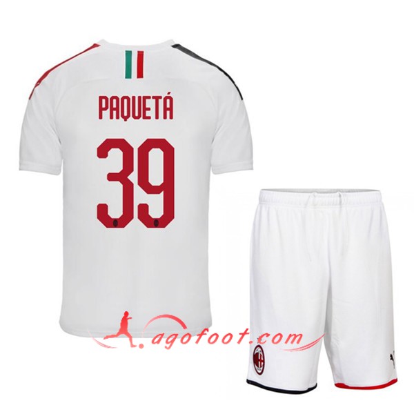 Maillot Foot Milan AC (PAOUETA 39) Enfant Exterieur Floqué 19/20