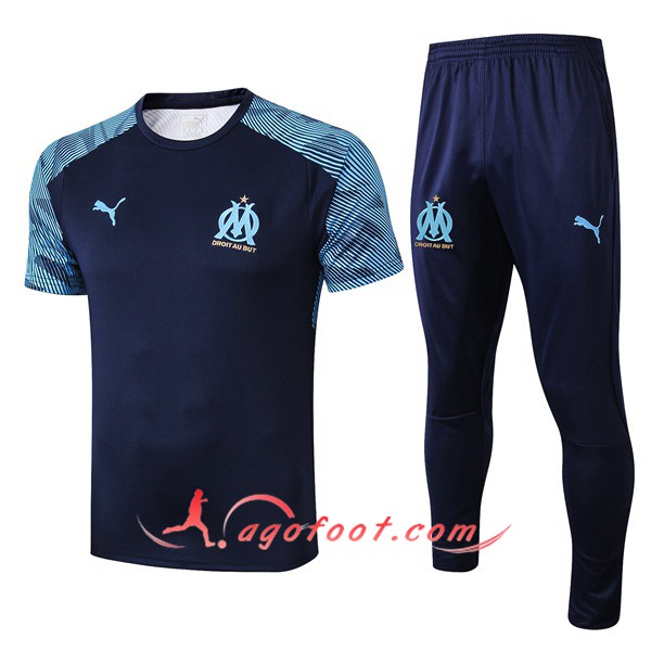 Training T-Shirts Marseille OM + Pantalon Bleu Fonce 19/20