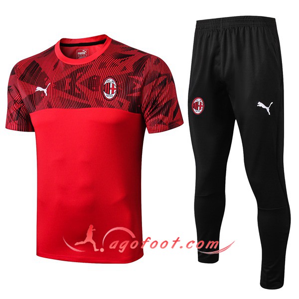 Training T-Shirts Milan AC + Pantalon Rouge 19/20