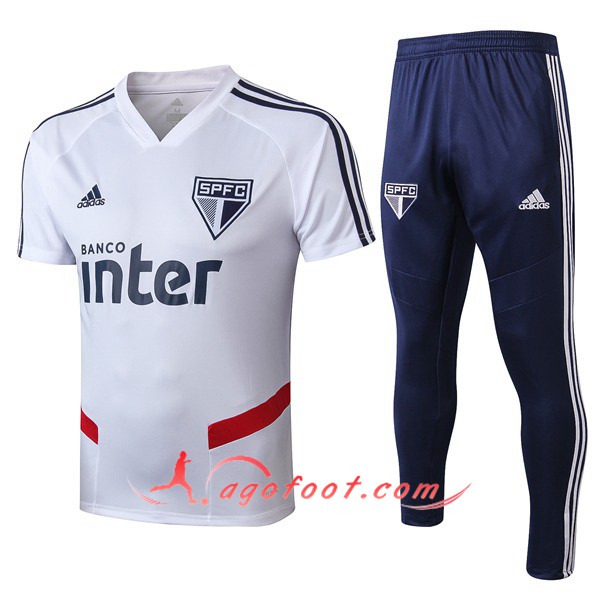 Training T-Shirts Sao Paulo FC + Pantalon Blanc 19/20