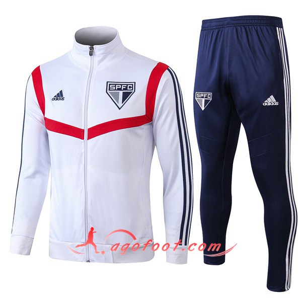 Ensemble Survetement Foot - Veste Sao Paulo FC Blanc 19/20