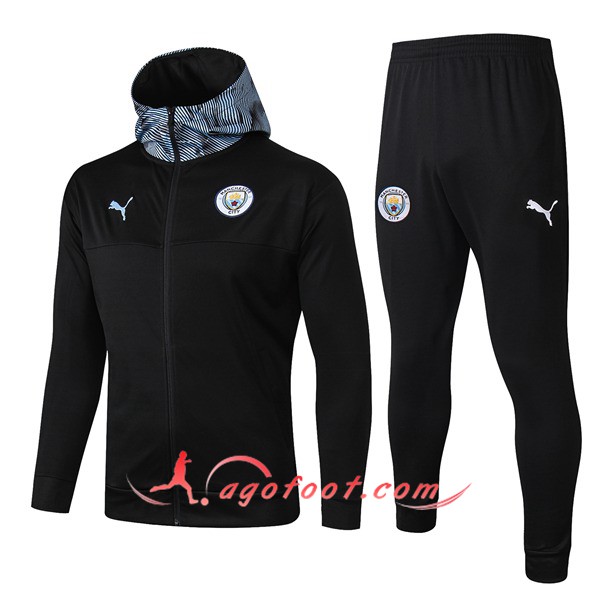 Ensemble Veste A Capuche Survetement Foot Manchester City Noir 19/20