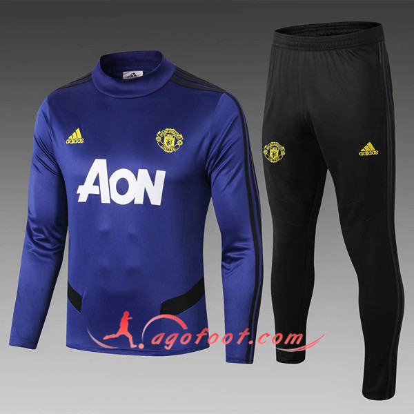 Nouveau Survetement Foot - Veste Manchester United Enfant Bleu 19/20