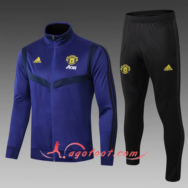Nouveau Survetement Foot Manchester United Enfant Bleu 19/20