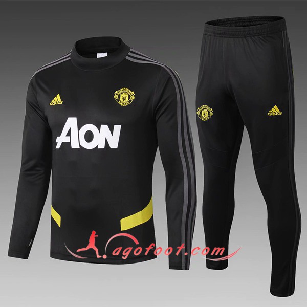 Nouveau Survetement Foot Manchester United Enfant Noir 19/20