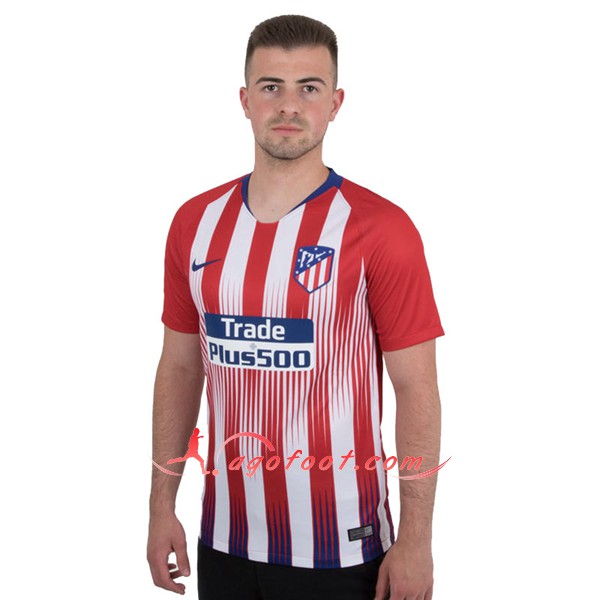 Maillot Foot Atletico Madrid Domicile Rouge Blanc Personnalisé Floqué 2018 2019
