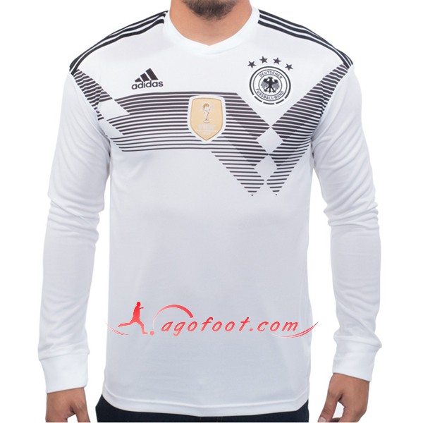 Maillot Foot Allemagne Domicile Manche Longue Blanc Personnalisé Floqué 2018 2019