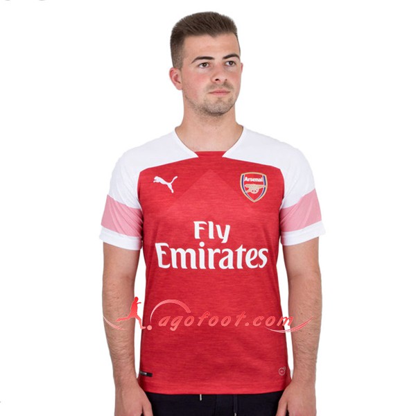 Maillot Foot Arsenal Domicile Rouge Blanc Personnalisé Floqué 2018 2019