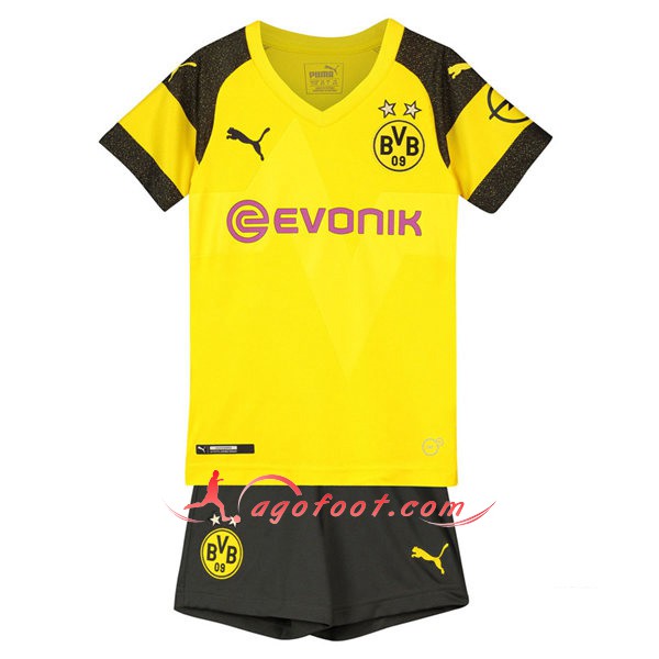 Ensemble Maillot Foot Dortmund BVB Enfant Domicile Jaune Personnalisé Floqué 2018 2019