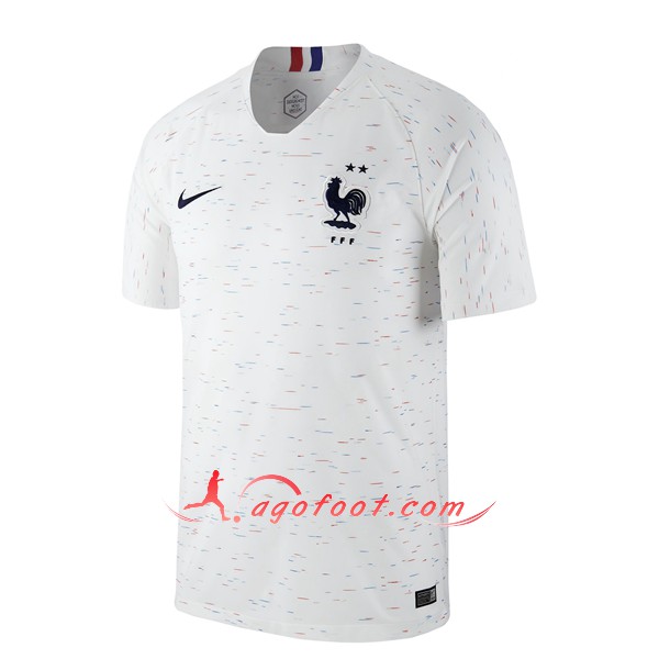Maillots Foot 2 étoiles France Exterieur Blanc Personnalisé Floqué