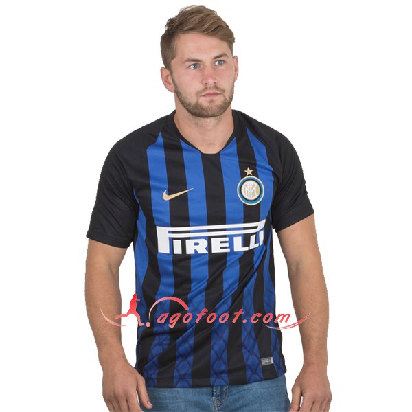 Maillot Foot Inter Milan Domicile Bleu Noir Personnalisé Floqué 2018 2019