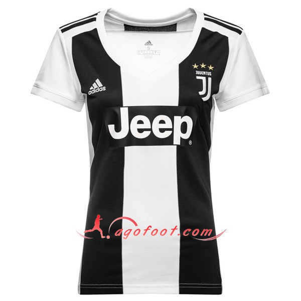 Maillot Foot Juventus Femme Domicile Blanc Noir Personnalisé Floqué 2018 2019