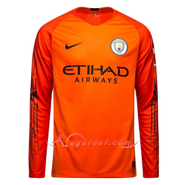 Maillot Foot Manchester City Goalkeeper Orange Floqué 2018 2019