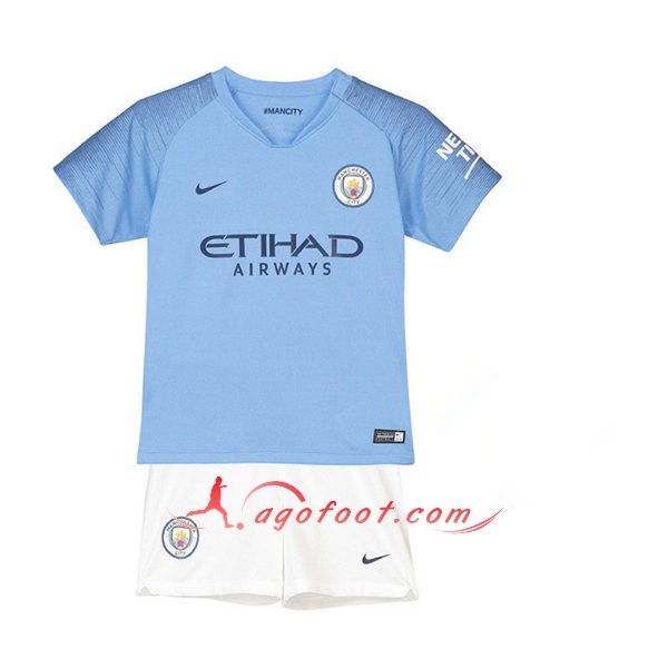 Ensemble Maillot Foot Manchester City Enfant Domicile Personnalisé Floqué 2018 2019