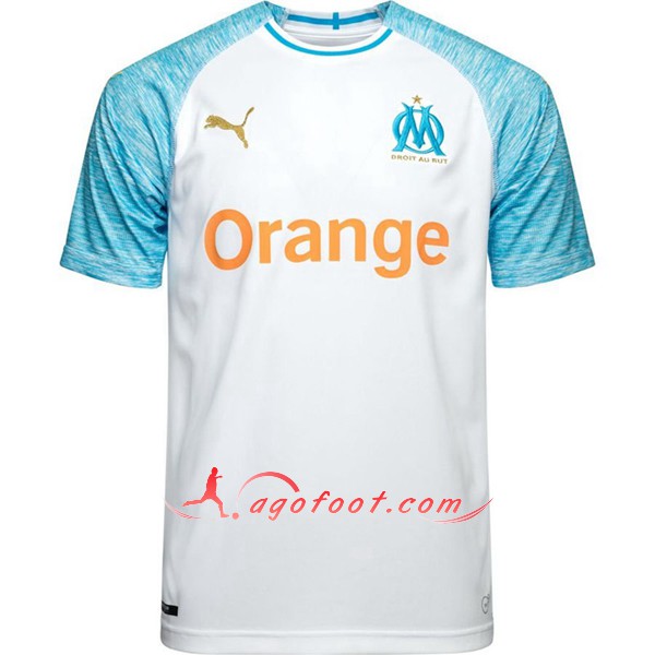 Maillot Foot Marseille OM Domicile Bleu Blanc Personnalisé Floqué 2018 2019