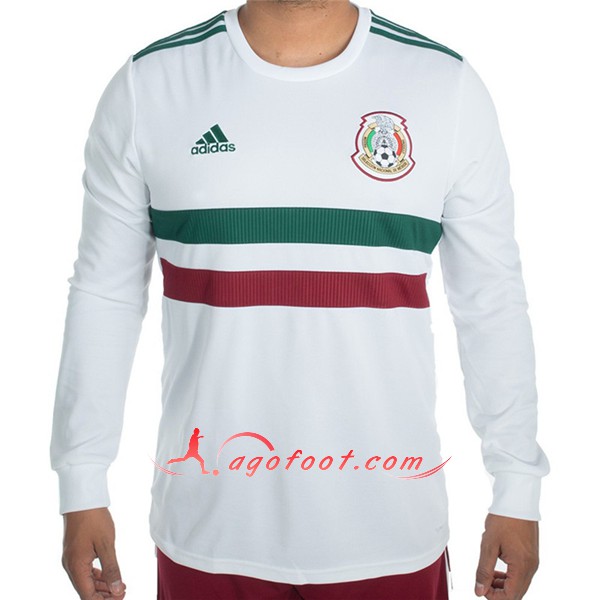 Maillots Foot Mexique Exterieur Manche Longue Blanc Personnalisé Floqué 2018 2019
