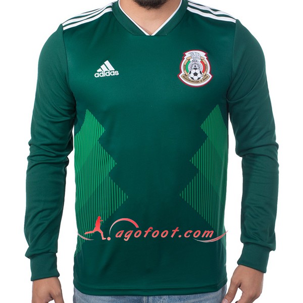Maillot Foot Mexique Domicile Manche Longue Verte Personnalisé Floqué 2018 2019