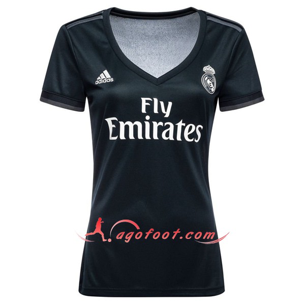 Maillots Foot Real Madrid Femme Exterieur Noir Personnalisé Floqué 2018 2019