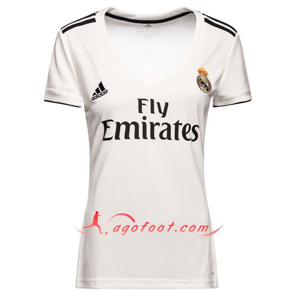 Maillot Foot Real Madrid Femme Domicile Blanc Personnalisé Floqué 2018 2019