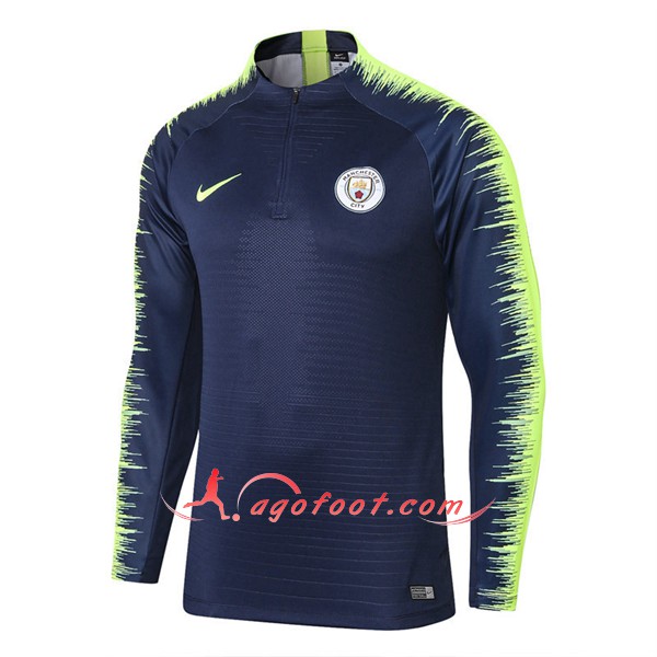 Nouveau Training Sweatshirt Manchester City foncé Bleu Verte Floqué 2018 2019