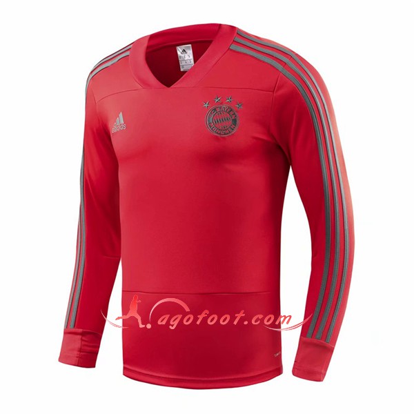 Nouveau Training Sweatshirt Bayern Münich Rouge Floqué 2018 2019