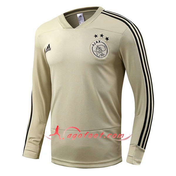 Nouveau Training Sweatshirt AFC Ajax Jaune Floqué 2018 2019