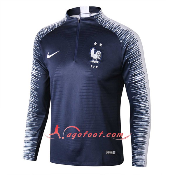 Nouveau Training Sweatshirt France 2 Stars foncé Bleu Blanc Floqué 2018 2019