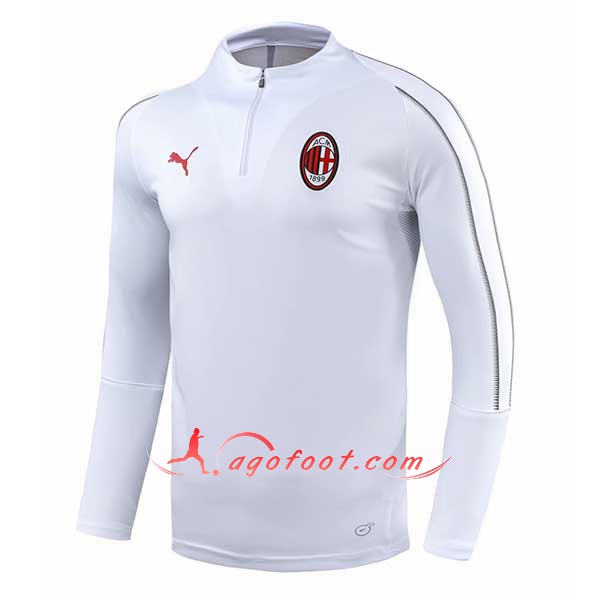 Nouveau Training Sweatshirt Milan AC Blanc Floqué 2018 2019