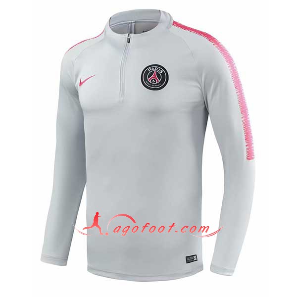 Nouveau Training Sweatshirt PSG Gris Blanc Floqué 2018 2019