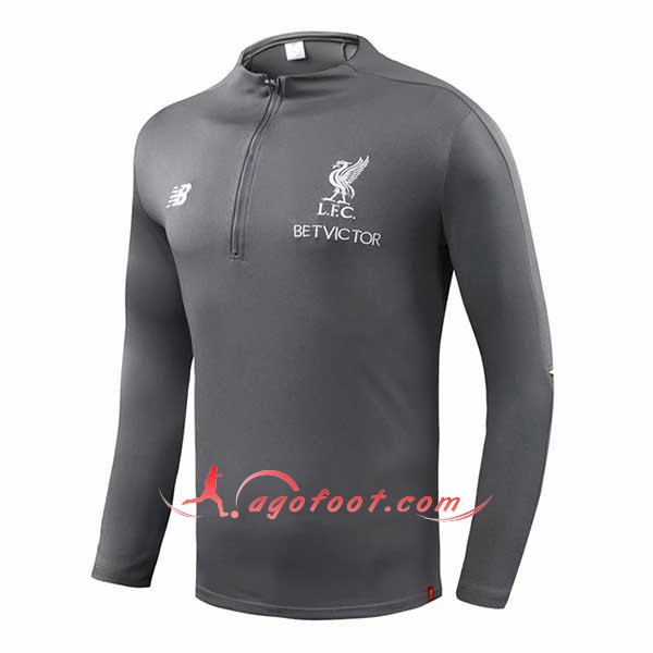 Nouveau Training Sweatshirt Liverpool Gris Floqué 2018 2019