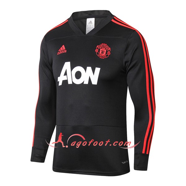 Nouveau Training Sweatshirt Manchester United Noir Blanc Floqué 2018 2019