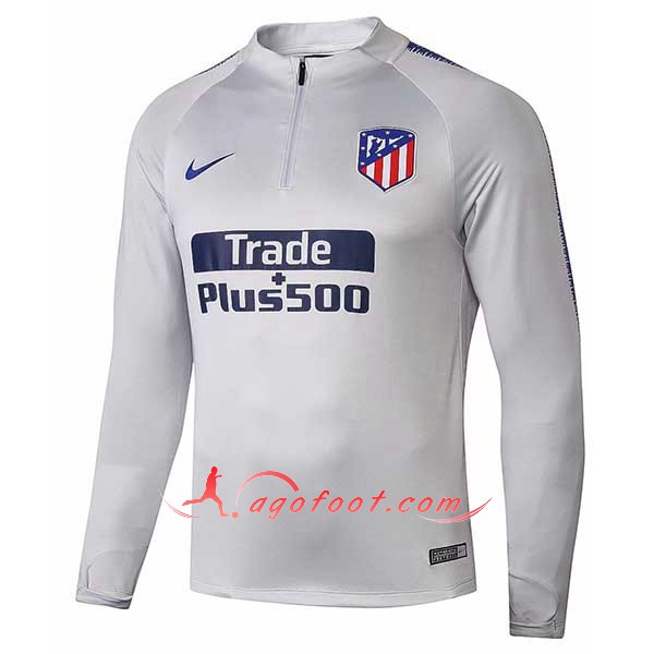 Nouveau Training Sweatshirt Atletico Madrid Gris Floqué 2018 2019