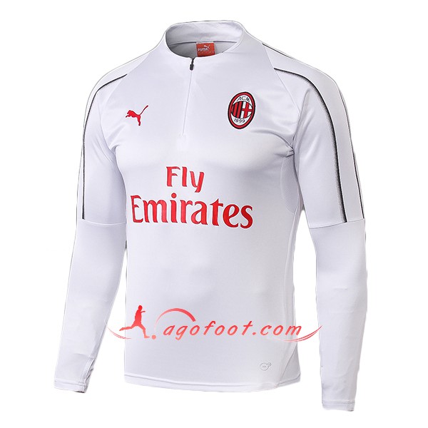 Nouveau Training Sweatshirt Milan AC Blanc Floqué 2018 2019