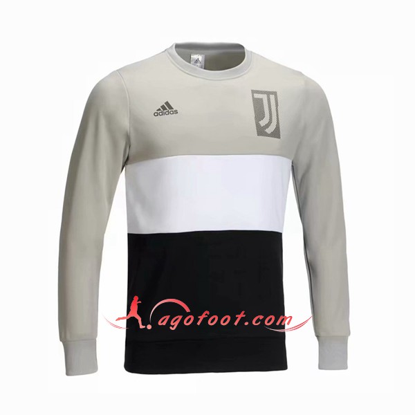 Nouveau Training Sweatshirt Juventus Noir Gris Blanc Floqué 2018 2019
